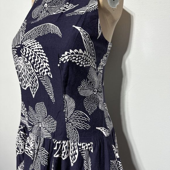 Lang Originals Vintage Navy White Midi Dress Drop Waist Cross Back Size 12 - Picture 3 of 12